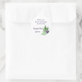 赤ちゃんシャワー紫の緑の多肉植物が私の成長を見る ラウンドシール (バッグ)