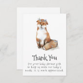 赤ちゃんシャワー絵を描花付き可愛いキツネリース サンキューカード (正面/裏面)
