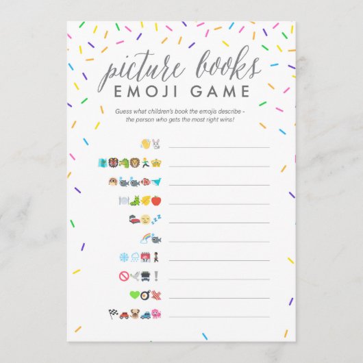 赤ちゃんシャワー絵文字ゲームカード – 写真ブック プログラム (正面)