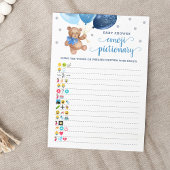 赤ちゃんシャワー絵文字ゲームテディベアカード 招待状