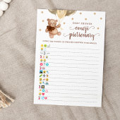赤ちゃんシャワー絵文字ゲームテディベアカード 招待状