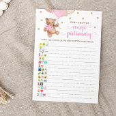 赤ちゃんシャワー絵文字ゲームテディベアカード 招待状