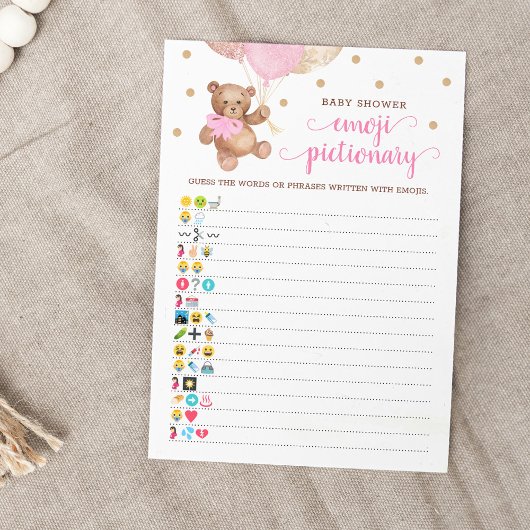 赤ちゃんシャワー絵文字ゲームテディベアカード 招待状