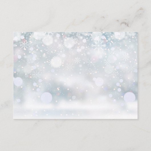 赤ちゃんシャワー緑の冬の雪のかけらを表示 エンクロージャーカード (裏面)