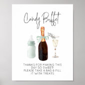 赤ちゃんシャワー緑の園区のためのキャンディビュッフェサイン&参照 ポスター (正面)