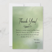 赤ちゃんシャワー緑の水彩背景 サンキューカード (正面)
