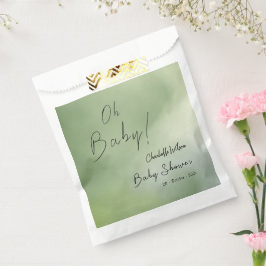 赤ちゃんシャワー緑の水彩背景 フェイバーバッグ (封をした状態)