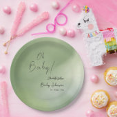 赤ちゃんシャワー緑の水彩背景 ペーパープレート (パーティー)