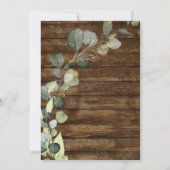 赤ちゃんシャワー緑ユーカリ素朴 招待状 (裏面)