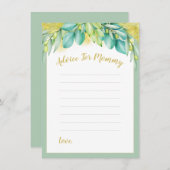 赤ちゃんシャワー緑葉のユーカリのママ アドバイスカード (正面/裏面)