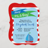 赤ちゃんシャワー航海のの男の子 招待状 (正面/裏面)