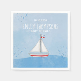 赤ちゃんシャワー航海の水彩船お洒落 スタンダードカクテルナプキン