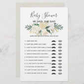 赤ちゃんシャワー花ゲーム – 彼は彼女が言った (正面/裏面)