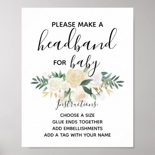 赤ちゃんシャワー花ヘッドバンドステーション活動 ポスター (正面)