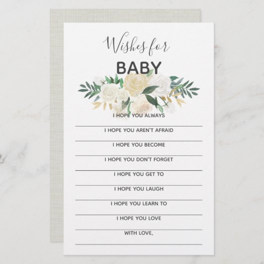 赤ちゃんシャワー花形見 – ベビーの願い (正面/裏面)