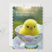 赤ちゃんシャワー茶パーティーかわいい女の子のフローラティーカップ 招待状 (正面)