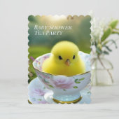 赤ちゃんシャワー茶パーティーかわいい女の子のフローラティーカップ 招待状 (スタンド正面)