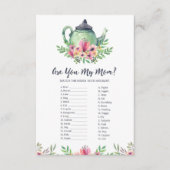 赤ちゃんシャワー茶パーティーは私のママのゲームカード エンクロージャーカード (正面)