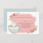 赤ちゃんシャワー茶パーティーを持ってブックカードを挿入 招待状 (正面/裏面)