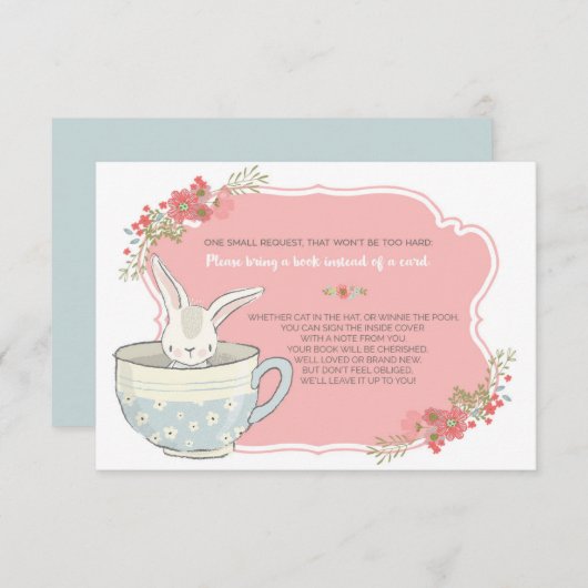 赤ちゃんシャワー茶パーティーを持ってブックカードを挿入 招待状 (正面/裏面)