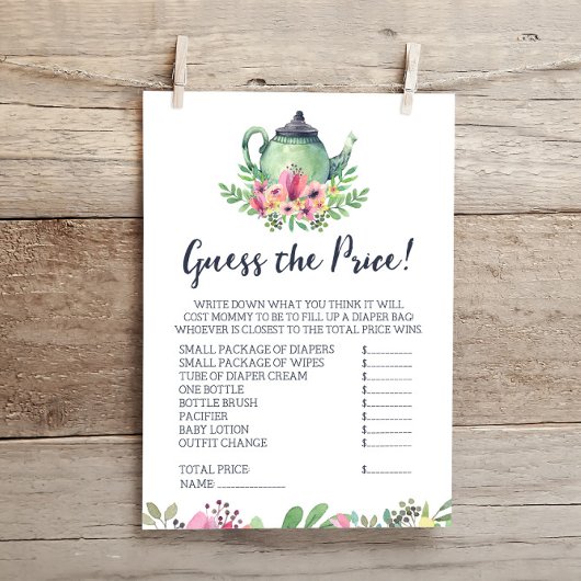 赤ちゃんシャワー茶パーティープライスゲームカードを推測 招待状