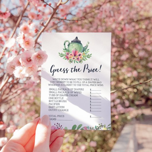 赤ちゃんシャワー茶パーティープライスゲームカードを推測 招待状