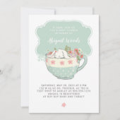 赤ちゃんシャワー茶パーティー白うさぎ 招待状 (正面)