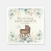 赤ちゃんシャワー葉ユーカリボタエレガントニカル スタンダードカクテルナプキン (正面)