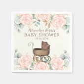 赤ちゃんシャワー葉ユーカリボタエレガントニカル スタンダードカクテルナプキン (正面)