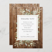 赤ちゃんシャワー葉詩緑樹素朴材 サンキューカード (正面/裏面)