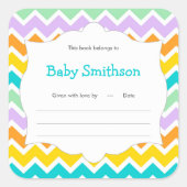 赤ちゃんシャワー蔵書票ニュートラル性別シェブロン スクエアシール (正面)