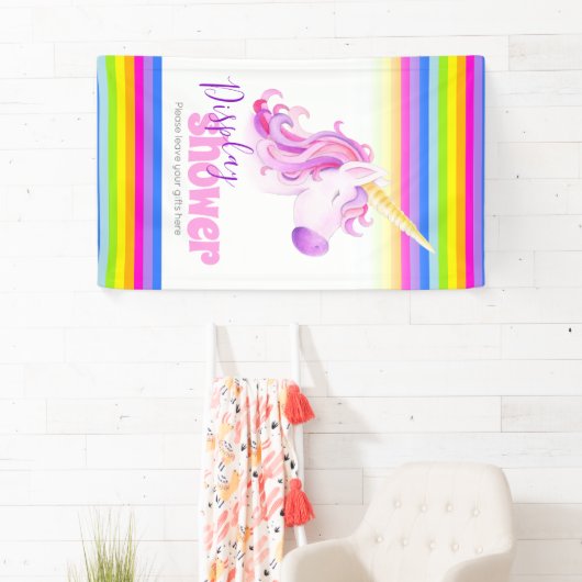 赤ちゃんシャワー虹のユニコーンギフトディスプレイバナー 横断幕 (インサイチュ)