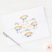 赤ちゃんシャワー虹の雲カラフル ラウンドシール (封筒)