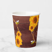 赤ちゃんシャワー蜂ひまわり素朴な木茶色 紙コップ (左)