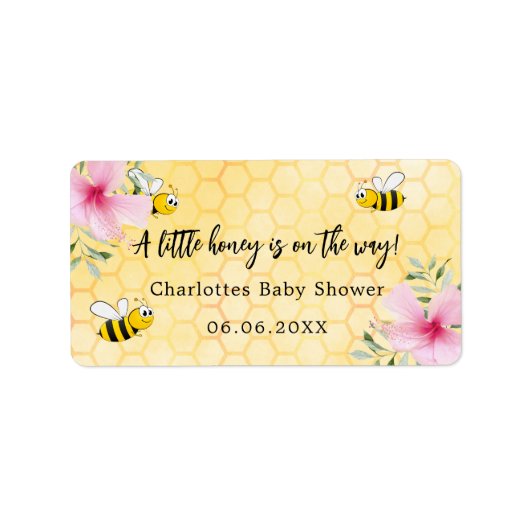 赤ちゃんシャワー蜂イエローハニカムフローラ ラベル (正面)