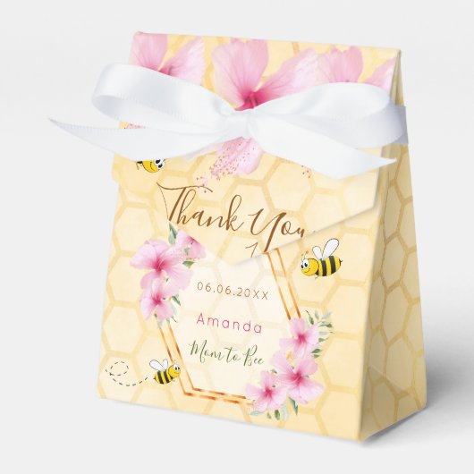 赤ちゃんシャワー蜂ピンクの花ガール フェイバーボックス (正面サイド)