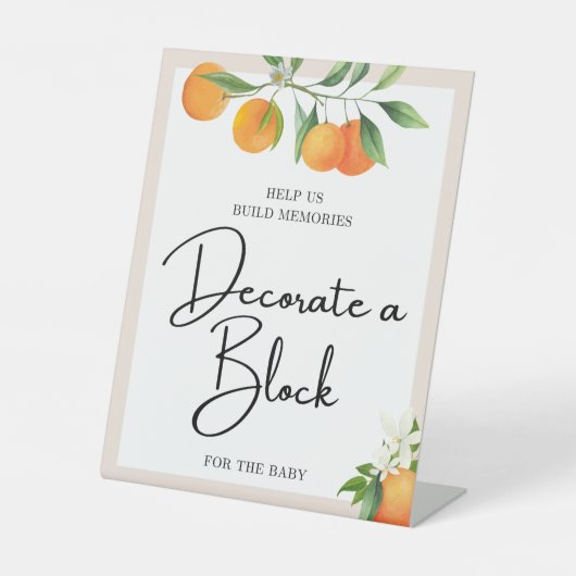 赤ちゃんシャワー装飾ニュートラルジェンダーテーブルトップ 台座サイン (正面)