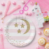 赤ちゃんシャワー装飾ピンク金ゴールドグリッター ペーパープレート (パーティー)