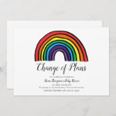 赤ちゃんシャワー計画の変更モダンスクリプト虹 招待状 (正面/裏面)