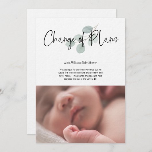 赤ちゃんシャワー計画の変更Facebookパーティー 招待状 (正面/裏面)