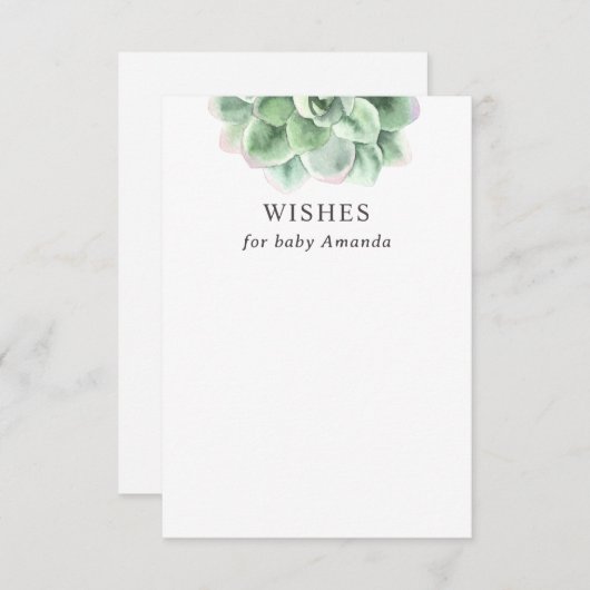 赤ちゃんシャワー記念 | 多肉的なベビー エンクロージャーカード (正面/裏面)