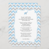 赤ちゃんシャワー詩ありがとうノート、青い象 サンキューカード (正面/裏面)