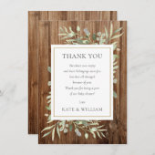 赤ちゃんシャワー詩葉緑の素朴木 サンキューカード (正面/裏面)