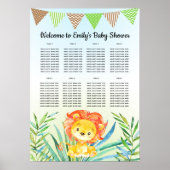赤ちゃんシャワー誕生日シーティングチャートライオンの子 ポスター (正面)