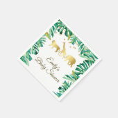 赤ちゃんシャワー誕生日ナプキンサファリグリーン金ゴールド スタンダードカクテルナプキン (角)