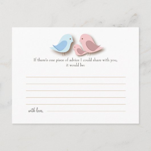 赤ちゃんシャワー語のアドバイスカードlovebird家族 アドバイスカード (裏面)
