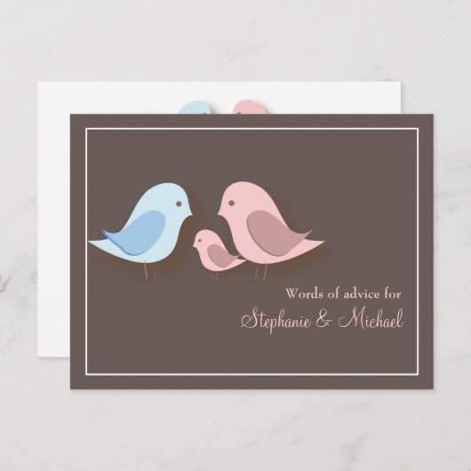 赤ちゃんシャワー語のアドバイスカードlovebird家族 アドバイスカード (正面/裏面)
