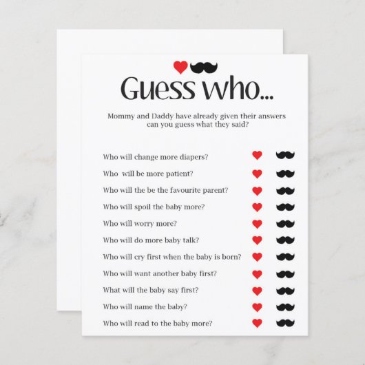 赤ちゃんシャワー誰のゲームを推測シンプル-エレガントと (正面/裏面)