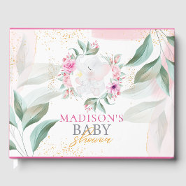 赤ちゃんシャワー象エレガントの女の子パーソナライズされた ゲストブック