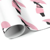 赤ちゃんシャワー贈り物ラップ、ピンクの黒い妊娠中のお母さん ラッピングペーパー (ロールコーナー)